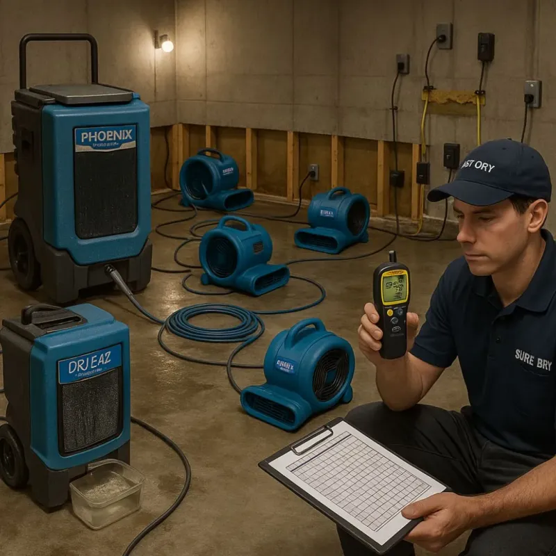 Structural Drying and Dehumidification process in Hillsboro, OH